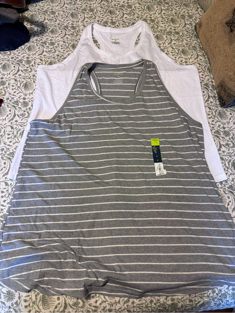 tek gear Gray & White Striped & white Racerback Tank Top - Women 2 tops
